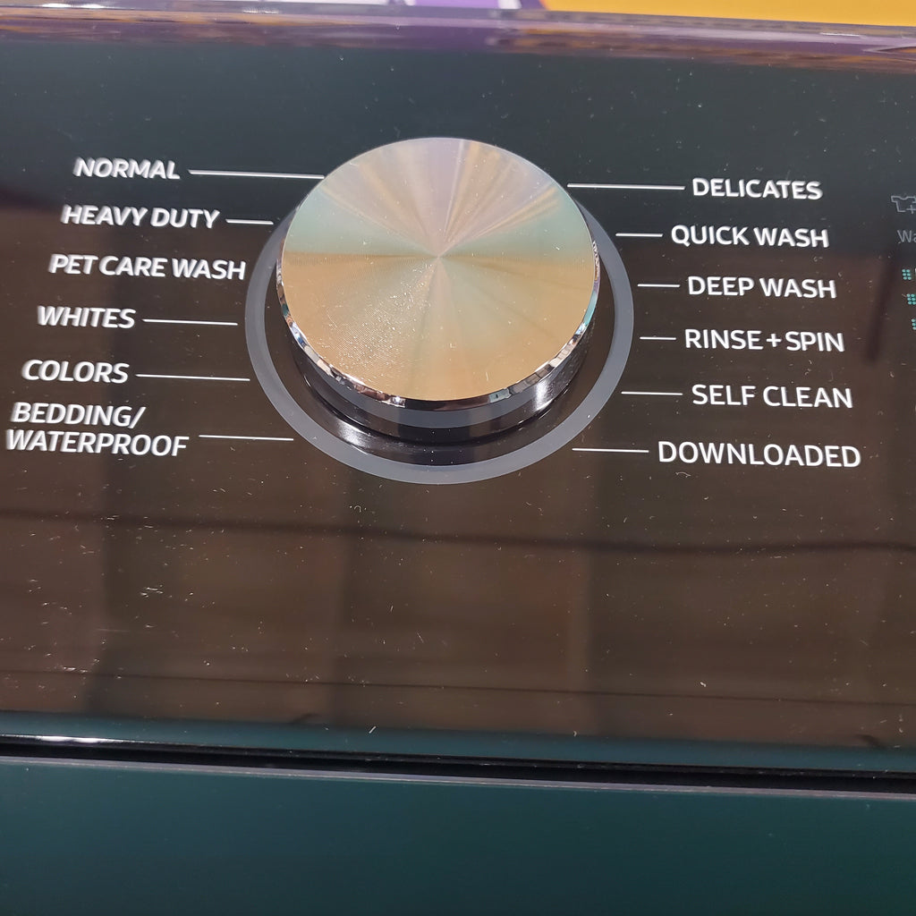 Pictures of Samsung Brushed Navy Blue 5.4 cu. ft. Smart Top Load Washer with Pet Care Solution and Super Speed Wash and 7.4 cu. ft. Smart Vented Electric Dryer with Pet Care Dry and Steam Sanitize+ - Scratch & Dent - Minor - Neu Appliance Outlet - Discount Appliance Outlet in Austin, Tx