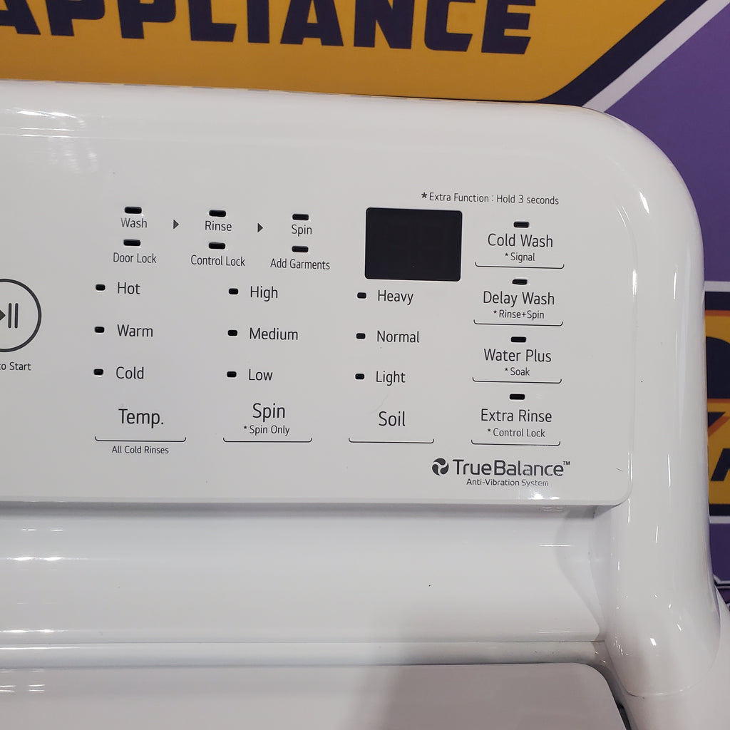 Pictures of LG White Top Load 4.5 Cu. Ft. Washer with NeveRust Drum and TurboDrum Technology WT7000CW - Certified Refurbished and LG 7.3 Cu. Ft. Electric Rear Control Ultra Large Capacity Dryer in White with Sensor Dry 16037 - DLE6100W - Certified Refurbished - Neu Appliance Outlet - Discount Appliance Outlet in Austin, Tx