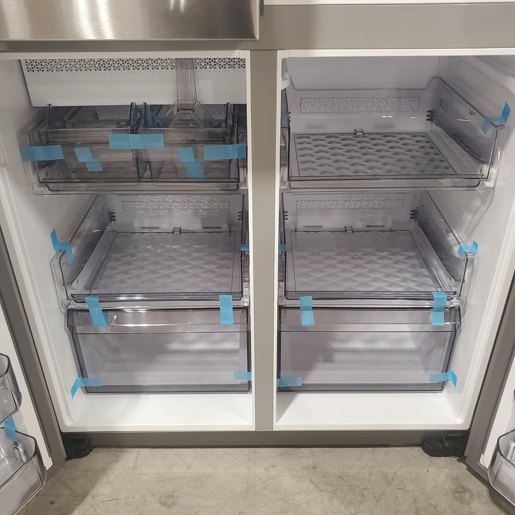 Pictures of Counter Depth Fingerprint Resistant Stainless Steel ENERGY STAR Samsung 22.8 cu. ft. 4 Door Flex Refrigerator with Beverage Center - Scratch & Dent - Major - Neu Appliance Outlet - Discount Appliance Outlet in Austin, Tx