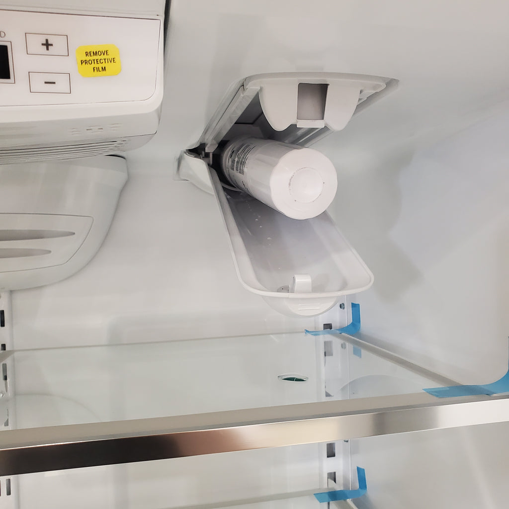 Pictures of JennAir RISE 21.9 Cu. Ft. French Door Counter-Depth Refrigerator with Gourmet Bay Drawer and TriSensor Climate Control in Stainless Steel JFFCF72DKL - Scratch & Dent (Minor) - Neu Appliance Outlet - Discount Appliance Outlet in Austin, Tx