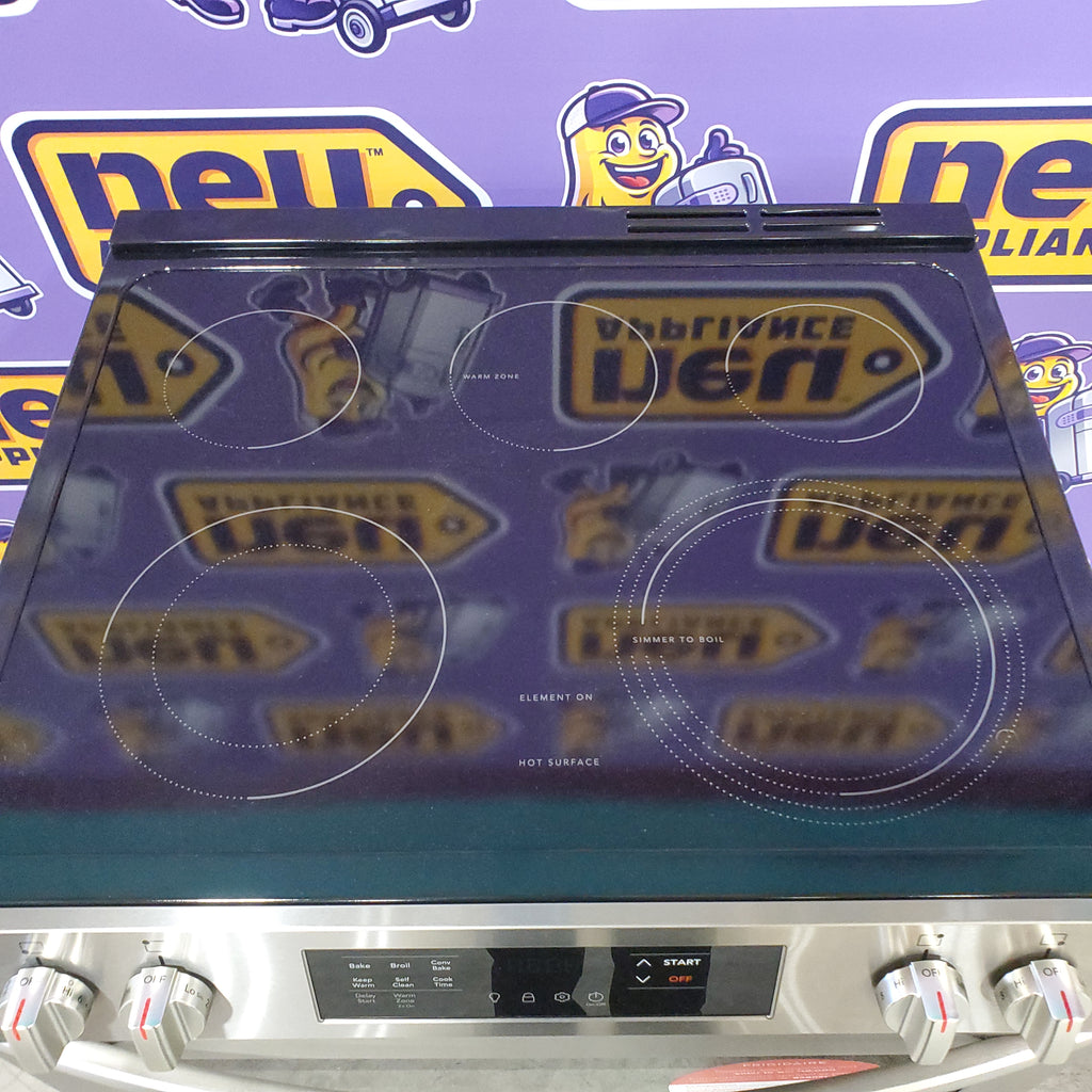 Pictures of Stainless Steel Frigidaire 30-in Glass Top 5 burner Slide-In Electric Range with 5.3-cu ft Convection Oven FCFE308LAF - Open Box - Neu Appliance Outlet - Discount Appliance Outlet in Austin, Tx