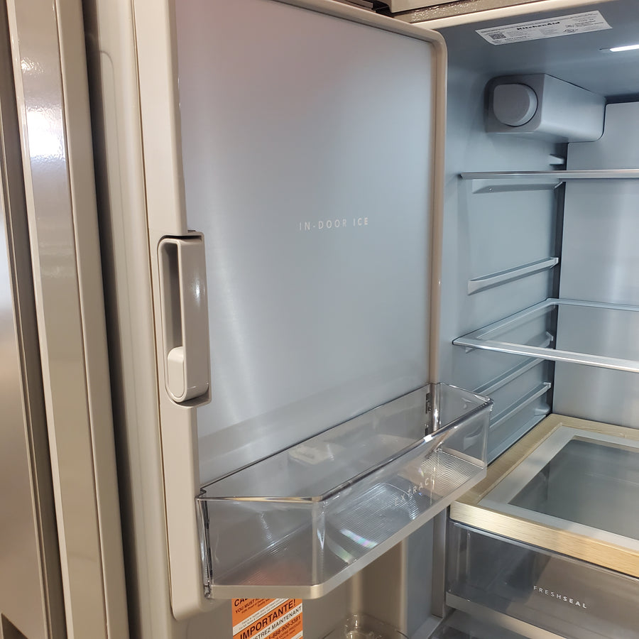 KitchenAid 36 in. 30 cu. ft. Standard Depth French Door Refrigerator in PrintShield Stainless with Exterior Water and Ice KRFF436SPS - Scratch & Dent (Minor)