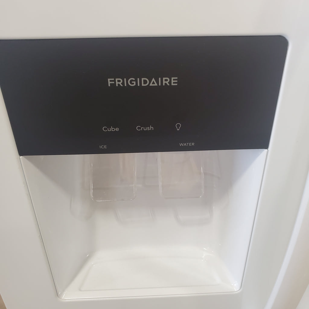 Pictures of 36 1/8" Wide White Frigidaire 25.6 cu. ft. Side by Side Refrigerator with Exterior Ice and Water Dispenser - Scratch and Dent - Minor - Neu Appliance Outlet - Discount Appliance Outlet in Austin, Tx