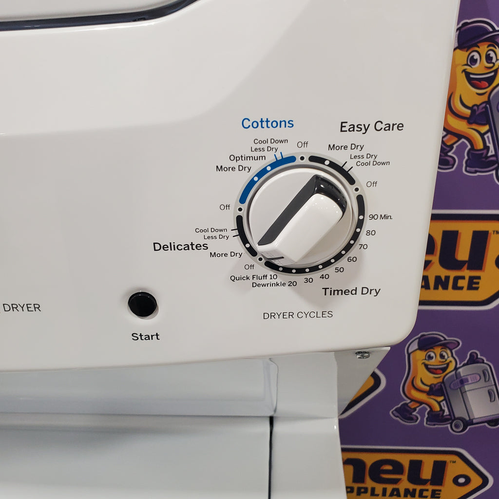 Pictures of GE Unitized Spacemaker® 3.8 cu. ft. Capacity Washer with Stainless Steel Basket and 5.9 cu. ft. Capacity Electric Dryer GUD27ESSMWW - Open Box - Neu Appliance Outlet - Discount Appliance Outlet in Austin, Tx