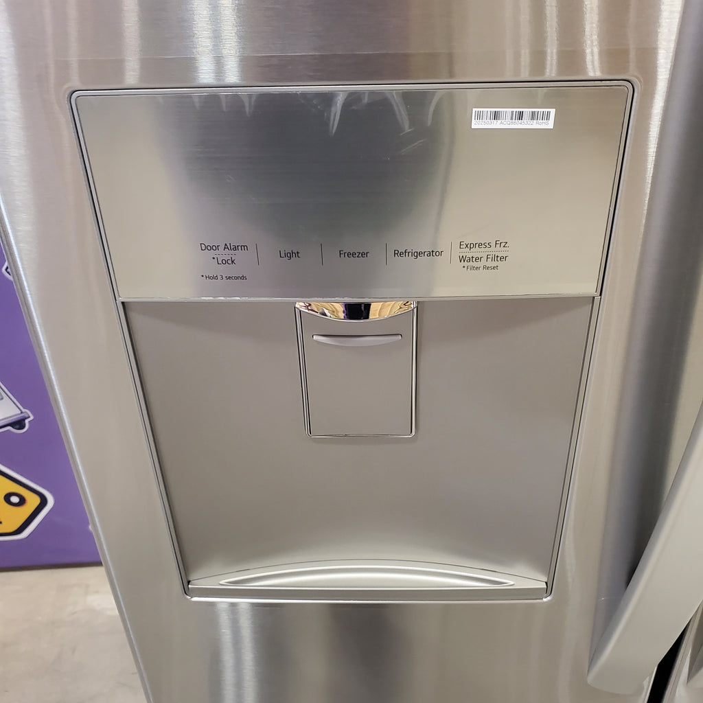 LG 22 cu. ft. 30" Wide French Door Refrigerator with Water Dispenser in Stainless Steel 3SD921 - LFDS22520S - Open Box