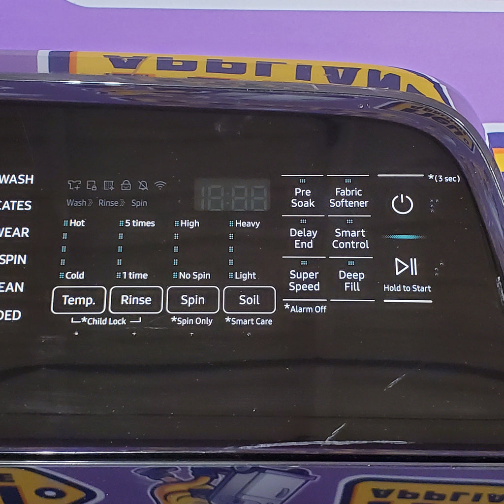 Pictures of Samsung 5.1 cu. ft. Smart Top Load Washer with ActiveWave™ Agitator and Super Speed Wash in Brushed Black 1CR0447 - WA51A5505AV - Certified Refurbished - Neu Appliance Outlet - Discount Appliance Outlet in Austin, Tx