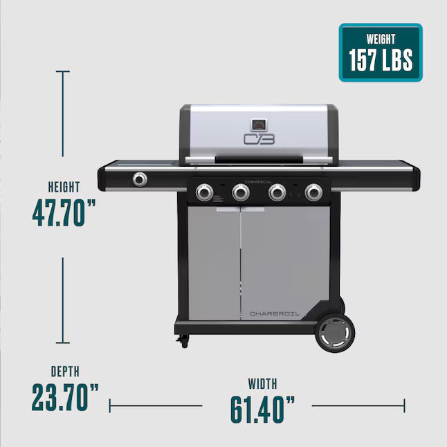 Charbroil® Commercial Series™ 4 Burner Gas Grill & Griddle in Stainless Steel 463263924 - Scratch & Dent (Moderate)