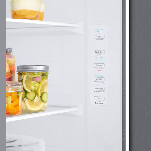 Samsung Bespoke AI 23-cu ft Counter-Depth 36-in Wide Side-by-Side Refrigerator Smart Compatible with Ice Maker with Ice Dispenser in Fingerprint Resistant Stainless Steel RS23A500ASR - Scratch & Dent (Minor)