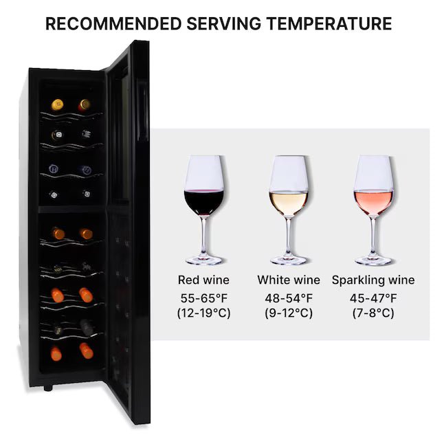 Koolatron 10-in W 18-Bottles Black Dual Zone Cooling Freestanding Indoor Wine Cooler 22142775 - WC18MG - Scratch & Dent (Minor)