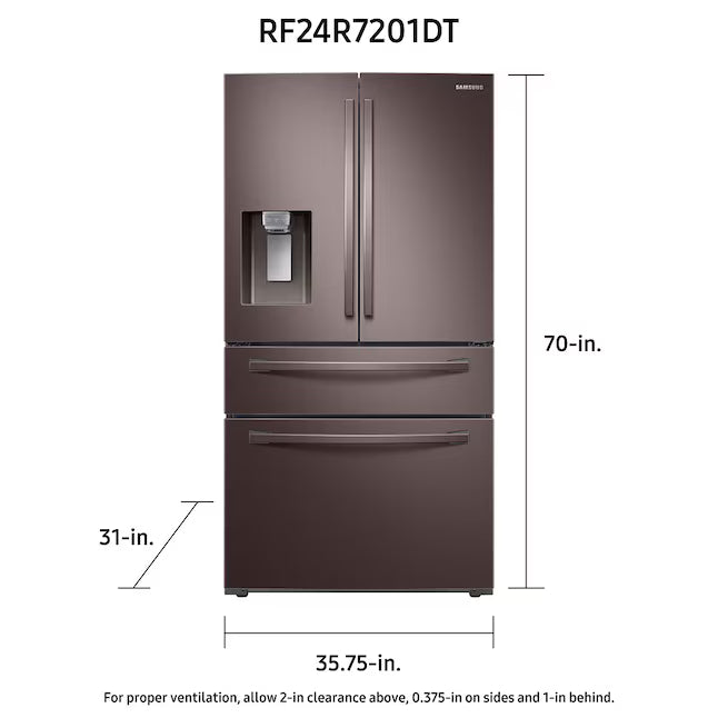 Samsung 22.6 Cu. Ft. 4-Door French Door Counter Depth Refrigerator in Tuscan Stainless Steel RF24R7201DT - Scratch & Dent (Minor)
