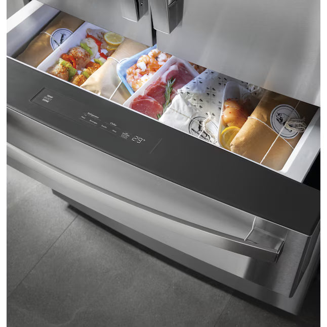 GE Profile™ ENERGY STAR® 27.9 Cu. Ft. Smart Fingerprint Resistant 4-Door French-Door Refrigerator with Door In Door 22SD049 - PVD28BYNFS - Scratch & Dent (Minor)