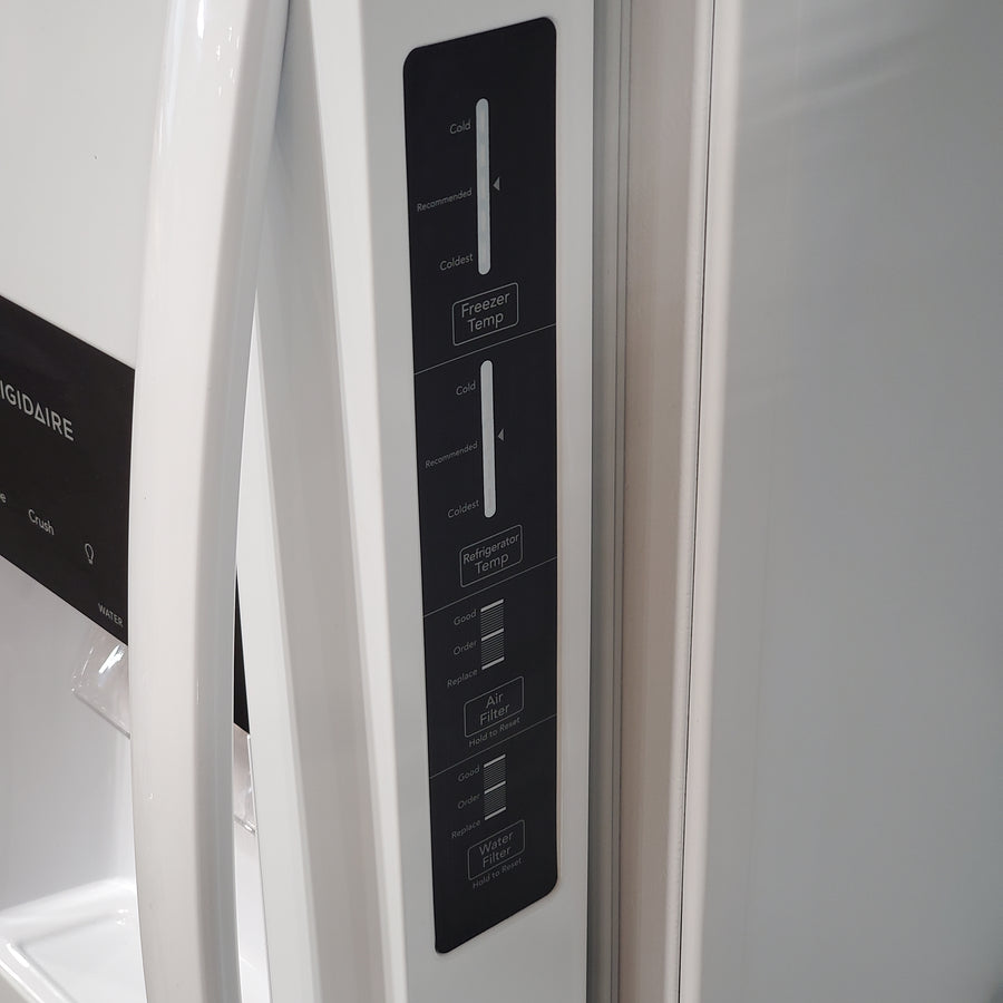 Frigidaire 25.6 cu. ft. Side by Side Refrigerator in White with Exterior Ice and Water Dispenser 26SD009 - FRSS2623AW - Scratch & Dent (Minor)