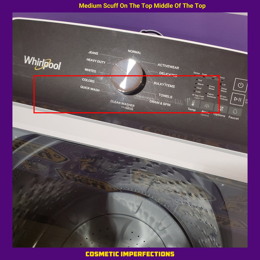 Whirlpool 4.6 Cu. Ft. Top Load Impeller Washer with Built-in Faucet WTW5020SW - Scratch & Dent (Moderate) and Whirlpool® 7.0 Cu. Ft. Electric Dryer with Moisture Sensor and Steam Refresh Cycle 16144 - WED6150PW - Open Box