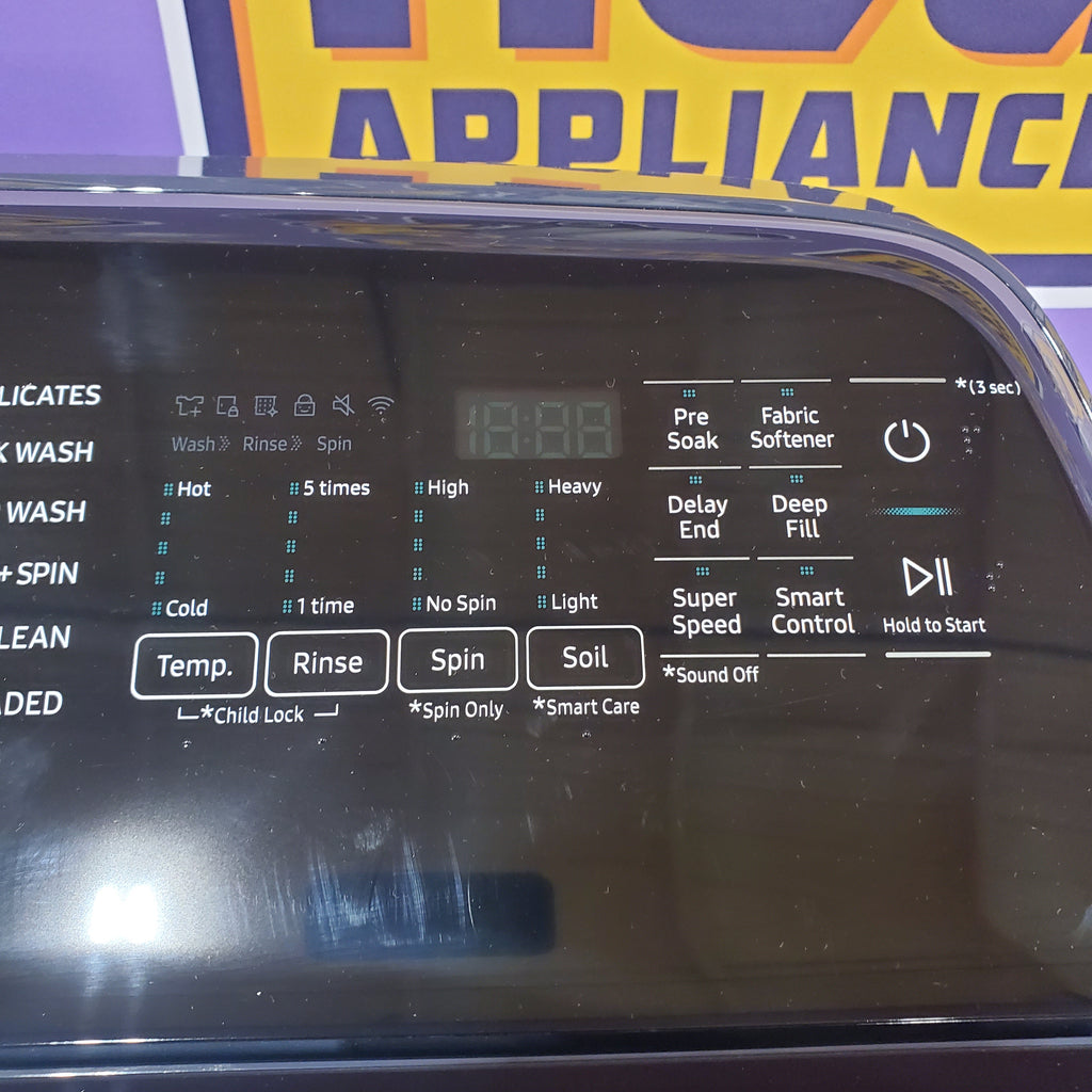 Pictures of Samsung 5.4 cu. ft. Smart Top Load Washer with Pet Care Solution and Super Speed Wash WA54CG7150AD - Open Box and 7.4 cu. ft. Smart Vented Electric Dryer with Pet Care Dry and Steam Sanitize+ 16040 - DVE54CG7150D - Scratch & Dent (Minor) - Neu Appliance Outlet - Discount Appliance Outlet in Austin, Tx