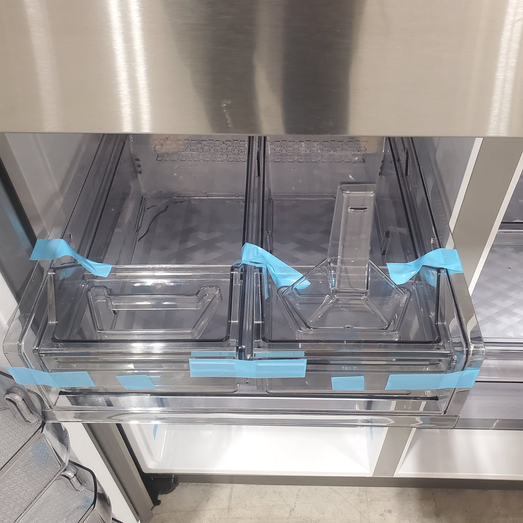 Pictures of Counter Depth Fingerprint Resistant Stainless Steel ENERGY STAR Samsung 22.8 cu. ft. 4 Door Flex Refrigerator with Beverage Center - Scratch & Dent - Major - Neu Appliance Outlet - Discount Appliance Outlet in Austin, Tx