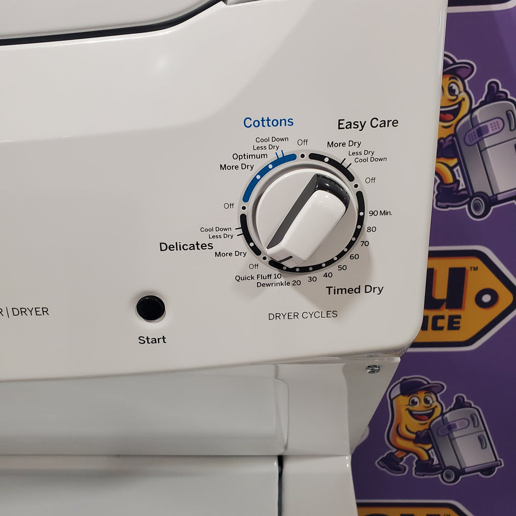 Pictures of GE Unitized Spacemaker® 3.8 cu. ft. Capacity Washer with Stainless Steel Basket and 5.9 cu. ft. Capacity Electric Dryer 3SD715 - GUD27ESSMWW - Open Box - Neu Appliance Outlet - Discount Appliance Outlet in Austin, Tx