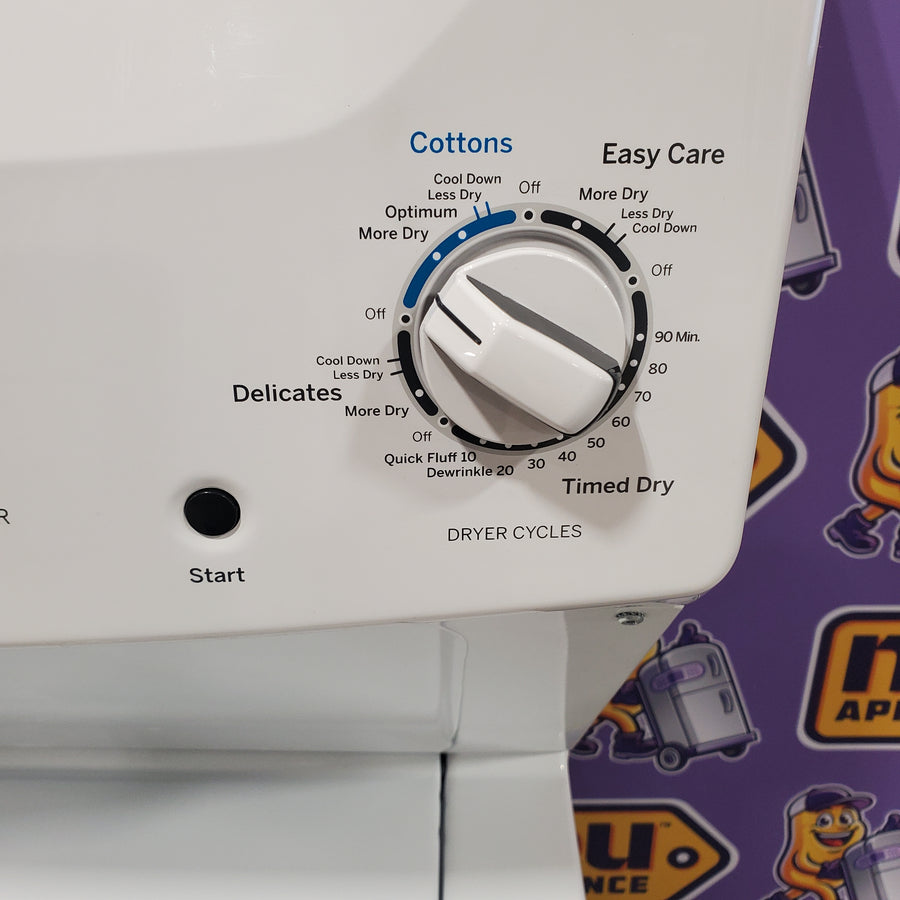 GE Unitized Spacemaker® 3.8 cu. ft. Capacity Washer with Stainless Steel Basket and 5.9 cu. ft. Capacity Electric Dryer 24SD036 - GUD27ESSMWW - Open Box