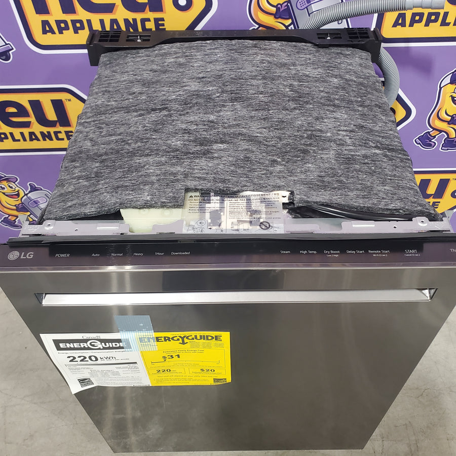 LG Black Stainless Steel Smart FlushFit™ Top Control Dishwasher with 1-Hour Wash & Dry, QuadWash® Pro, and Dynamic Heat Dry™ w/AutoVent Dry™ 25133SD447 - LDNPM545D - Open Box