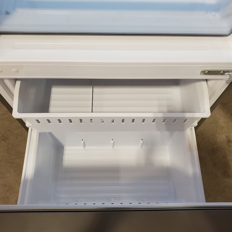 Hisense Counter Depth Bottom Freezer 17.2 Cu. Ft. Refrigerator with LED Lighting and Super Cool and Super Freeze in Fingerprint Stainless Steel 22137390 - HRB171N6ASE - Scratch and Dent (Moderate)