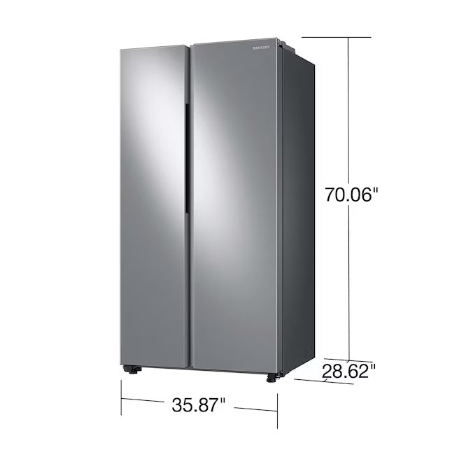 Samsung Bespoke AI 23-cu ft Counter-Depth 36-in Wide Side-by-Side Refrigerator Smart Compatible with Ice Maker with Ice Dispenser in Fingerprint Resistant Stainless Steel RS23A500ASR - Scratch & Dent (Minor)