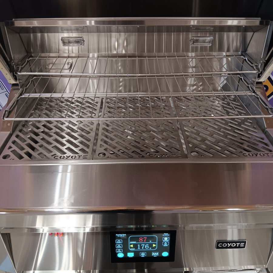 Coyote 36 Inch Freestanding Pellet Grill on Cart, Stainless Steel, Intuitive Digital Touch Control C1P36-FS - Scratch & Dent (Minor)