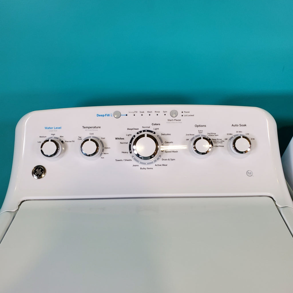 Pictures of Neu Select GE High Capacity Agitator Washer & Gas Dryer Set: 4.2 cu. ft. High Capacity Agitator Washer With Extra Water Cycle / Option & 7.2 cu. ft. Gas Dryer With Auto Sensor Dry - Certified Refurbished - Neu Appliance Outlet - Discount Appliance Outlet in Austin, Tx