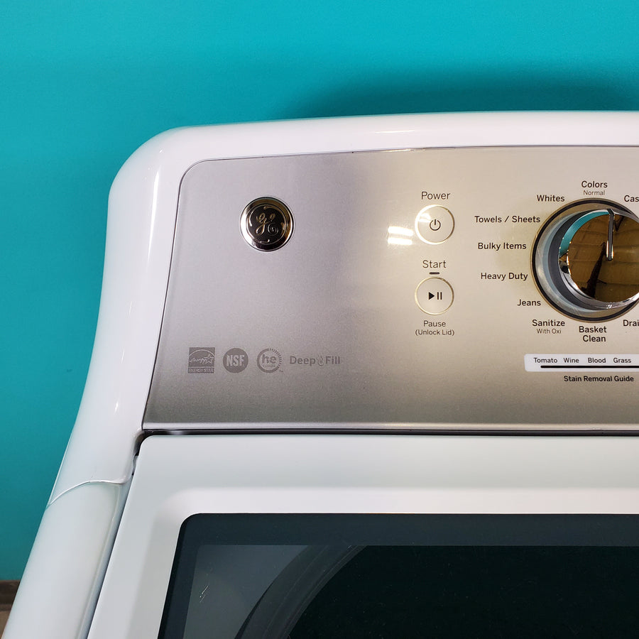 Neu Elite GE High Capacity Impeller Washer & Gas Dryer Set: 4.6 cu. ft. High Capacity Impeller Washer With Extra Water Cycle / Option & 7.4 cu. ft. Gas Dryer With Auto Sensor Dry - Certified Refurbished