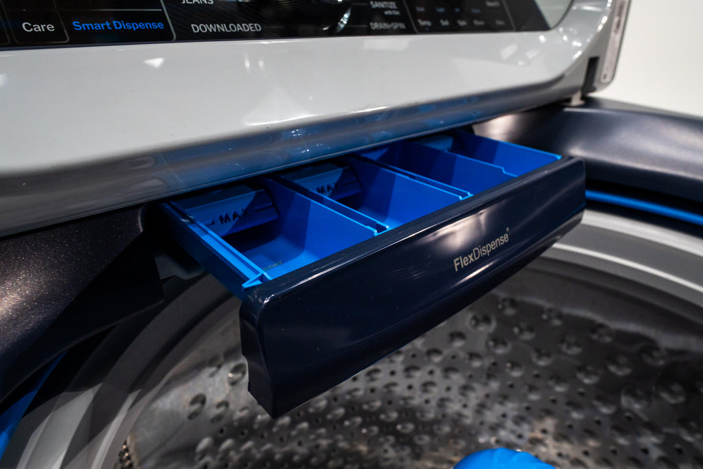 Pictures of GE Profile™ ENERGY STAR® 5.3 cu. ft. Capacity Washer with Smarter Wash Technology and Adaptive SmartDispense PTW805BPWRS - New in Box - Neu Appliance Outlet - Discount Appliance Outlet in Austin, Tx