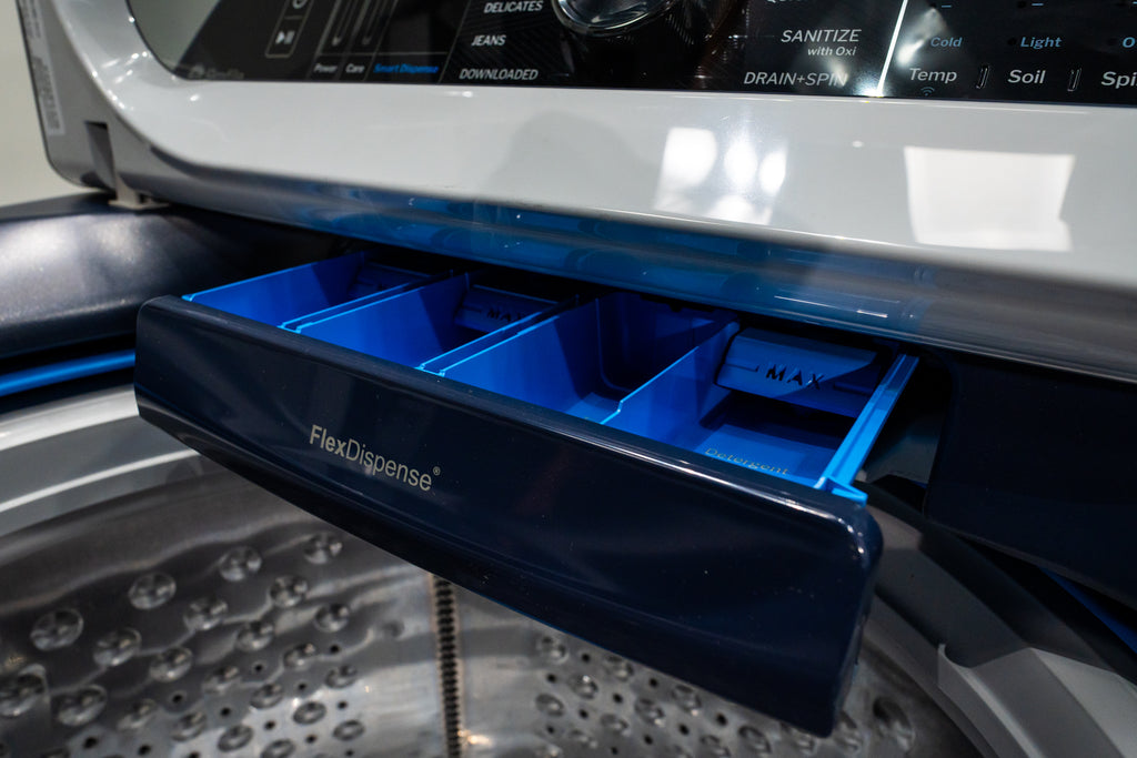 Pictures of GE Profile™ ENERGY STAR® 5.3 cu. ft. Capacity Washer with Smarter Wash Technology and Adaptive SmartDispense PTW805BPWRS - New in Box - Neu Appliance Outlet - Discount Appliance Outlet in Austin, Tx