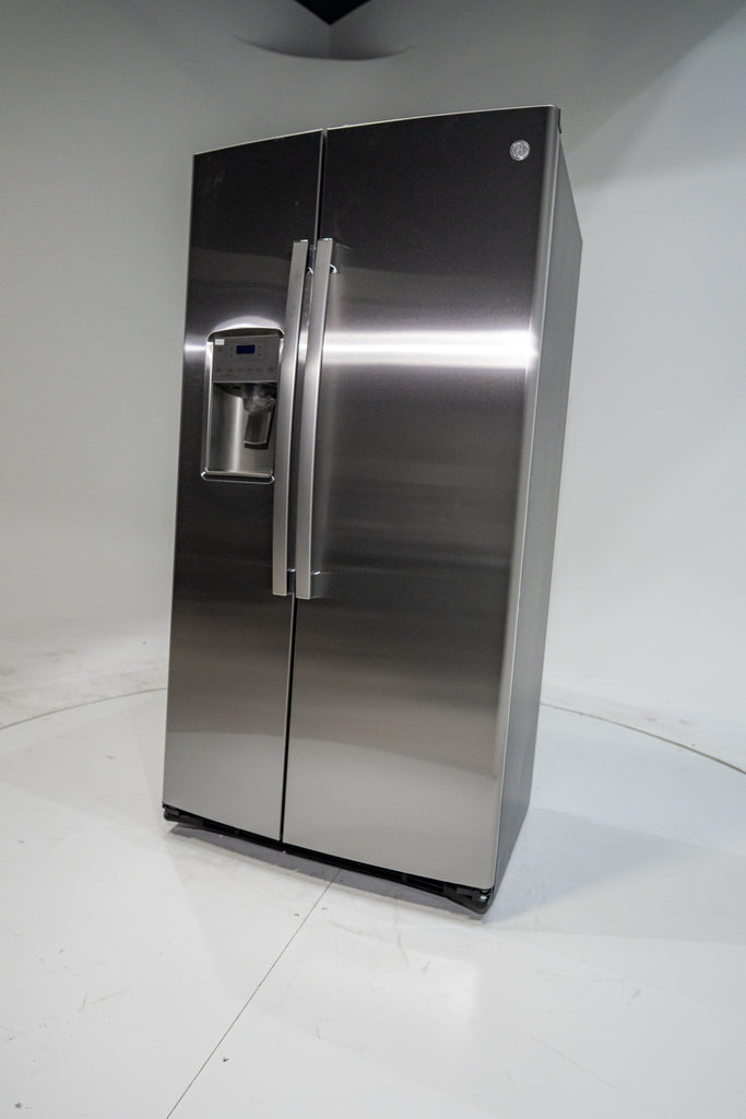 Pictures of GE 21.8 Cu. Ft. Counter-Depth Fingerprint Resistant Side-By-Side Refrigerator GZS221YN - New in Box - Neu Appliance Outlet - Discount Appliance Outlet in Austin, Tx