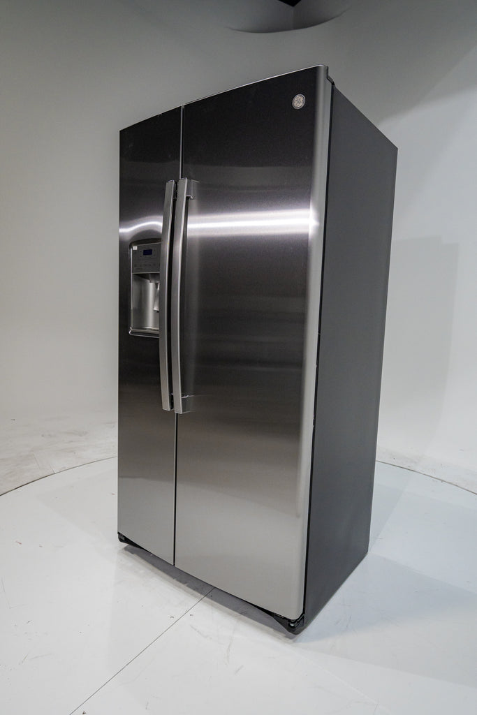 Pictures of GE 21.8 Cu. Ft. Counter-Depth Fingerprint Resistant Side-By-Side Refrigerator GZS221YN - New in Box - Neu Appliance Outlet - Discount Appliance Outlet in Austin, Tx