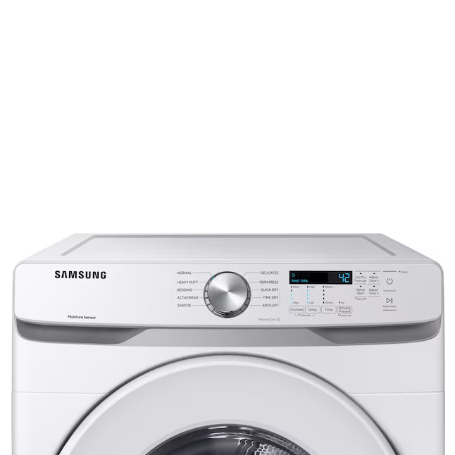 Samsung 7.5 cu. ft. Front Load Electric Dryer with Smart Care in White DVE45T6000W - Scratch & Dent (Moderate)