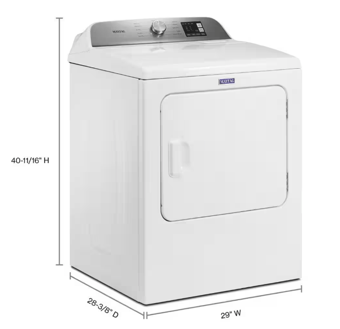 Maytag 7.0 cu ft Electric Dryer with Moisture Sensing and Quick Dry Cycle MED6200KW - Scratch & Dent (Moderate)