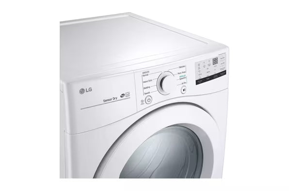 LG 7.4 cu. ft. ENERGY STAR Electric Vented Dryer with Sensor Dry and SmartThinQ Technology 22231SD284 - DLE3400W - Scratch & Dent (Minor)