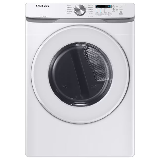 Samsung 7.5 cu. ft. Front Load Electric Dryer with Smart Care in White DVE45T6000W - Scratch & Dent (Moderate)