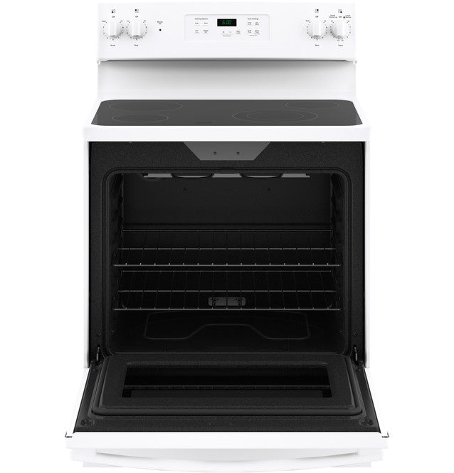 Pictures of GE® 30" 5.3 cu. ft. Free-Standing Electric Range in White with Ceramic Glass Cooktop and Power Boil - Neu Appliance Outlet - Discount Appliance Outlet in Austin, Tx