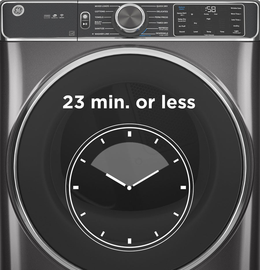 GE ENERGY STAR 7.8 cu. ft. Smart Frontload Electric Dryer with Sensor Dry 22131SD85 - GFD55ESSNWW - Scratch & Dent (Minor)