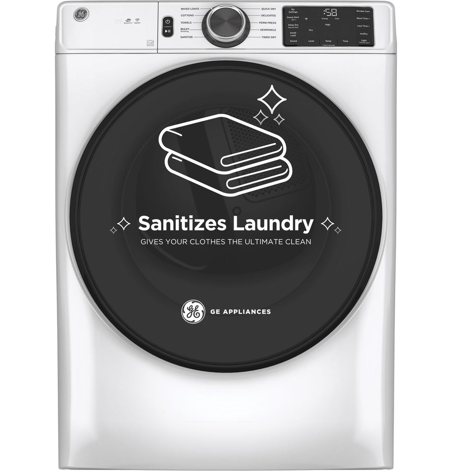 GE ENERGY STAR 7.8 cu. ft. Smart Frontload Electric Dryer with Sensor Dry 22131SD85 - GFD55ESSNWW - Scratch & Dent (Minor)