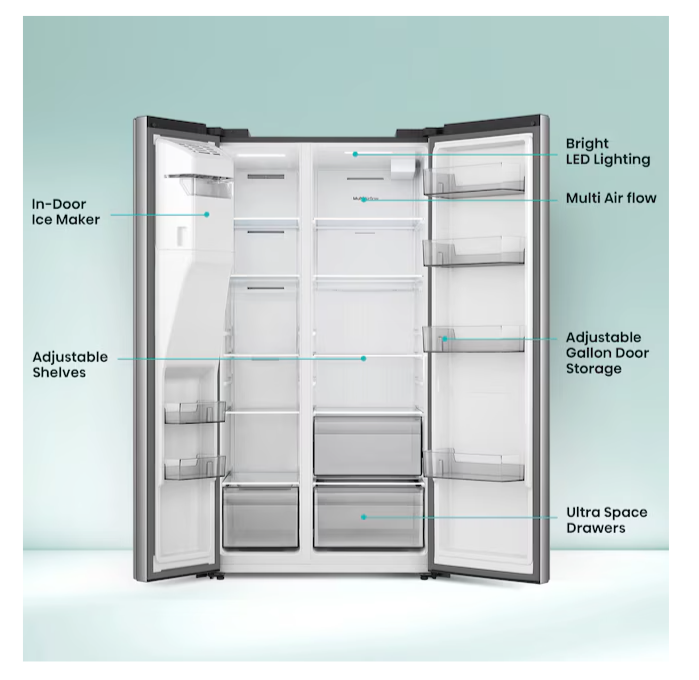 Pictures of Hisense 29.1 cu. ft. Standard Depth Side by Side Refrigerator Stainless Steel 3SD718 - HRS290P5FSE - Open Box - Neu Appliance Outlet - Discount Appliance Outlet in Austin, Tx