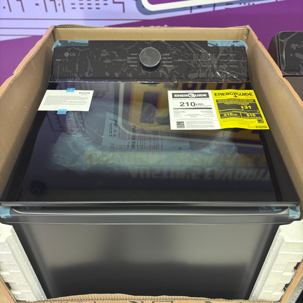 Pictures of LG 5.3 cu. ft. Smart Top Load Washer with 4-Way® Agitator, TurboWash3D Technology, and AI Sensing EasyUnload™ WT8405CB - New in Box and LG 7.3 cu. ft. Rear Control Electric Dryer with LG EasyLoad™ Door and AI Sensing DLE8400BE - New in Box - Neu Appliance Outlet - Discount Appliance Outlet in Austin, Tx
