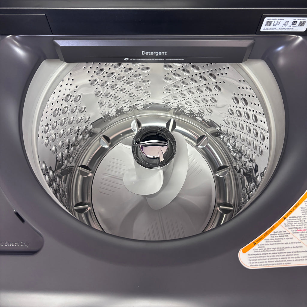 Pictures of LG 5.3 cu. ft. Smart Top Load Washer with 4-Way® Agitator, TurboWash3D Technology, and AI Sensing EasyUnload™ WT8405CB - New in Box and LG 7.3 cu. ft. Rear Control Electric Dryer with LG EasyLoad™ Door and AI Sensing DLE8400BE - New in Box - Neu Appliance Outlet - Discount Appliance Outlet in Austin, Tx
