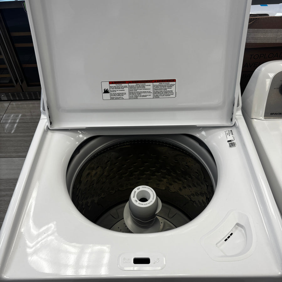 Maytag 4.2 Cu. Ft. Capacity Top Load Washer in White MTW4205SW - Scratch & Dent (Minor) and Maytag Extra Large Vented Electric Dryer in White 15033 - MEDX655DW - Certified Refurbished