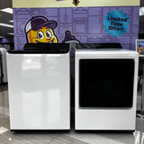 LG 5.5 cu. ft. Mega Capacity Top Load Washer with Impeller in Alpine White WT8400CW - Open Box and LG 7.3 cu. ft. Vented SMART Gas Dryer in White with EasyLoad Door, TurboSteam and Sensor Dry Technology 16269 - DLGX8601WE - Scratch & Dent (Minor)