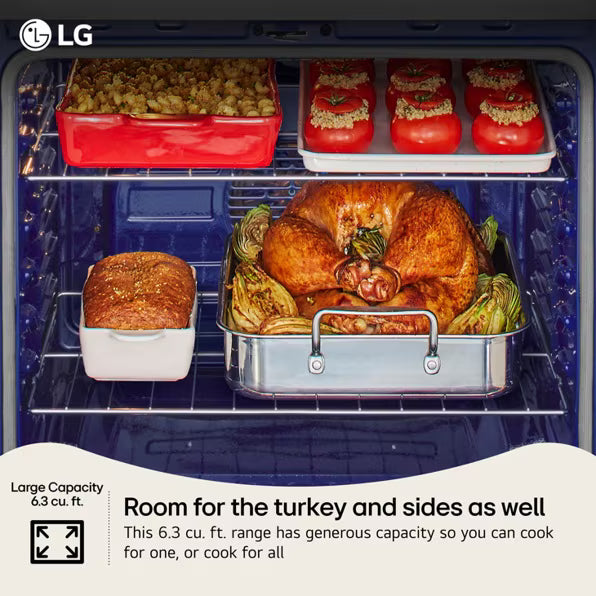 LG 6.3 cu. ft. Smart Wi-Fi Enabled ProBake Convection® Electric Range with Air Fry & EasyClean® LREN6323YE - Open Box