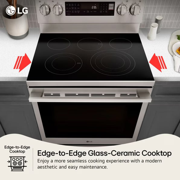 LG 6.3 cu. ft. Smart Wi-Fi Enabled ProBake Convection® Electric Range with Air Fry & EasyClean® LREN6323YE - Open Box