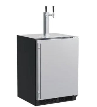 Marvel 24 Inch Freestanding/Built-In Beer Dispenser with 5.7 Cu. Ft. Capacity, Lo-Boy Coupler, 2 Stow-on-Board Stainless Steel Shelves, Dynamic Cooling Technology, and Integrated Drain System MLKR224SSB1A - Scratch & Dent (Minor)