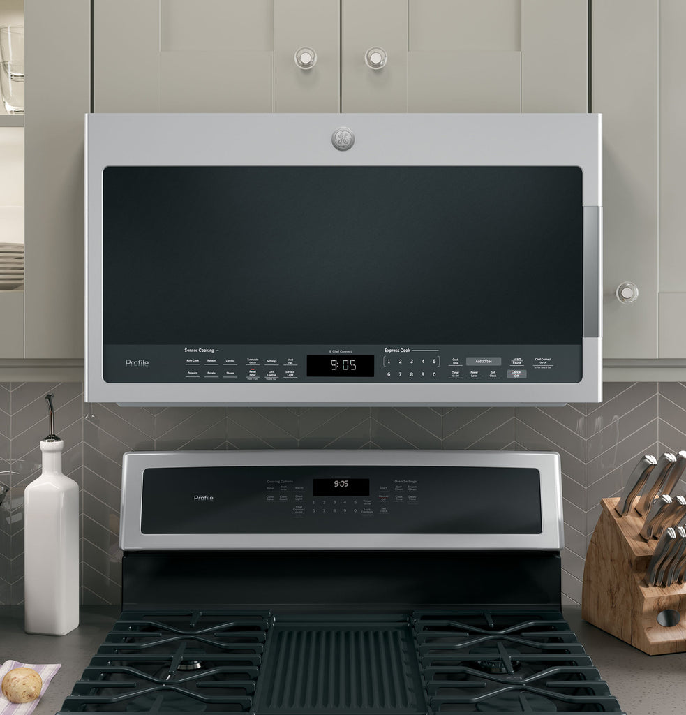 Pictures of GE Profile™ 2.1 Cu. Ft. Over-the-Range Sensor Microwave Oven PVM9005SJSS - New in Box - Neu Appliance Outlet - Discount Appliance Outlet in Austin, Tx