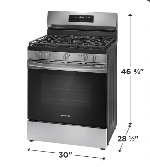 Pictures of Frigidaire 30 in 5 Burner Freestanding Gas Range in Stainless Steel with Quick Boil and Steam Clean FCRG3062AS - New in Box - Neu Appliance Outlet - Discount Appliance Outlet in Austin, Tx