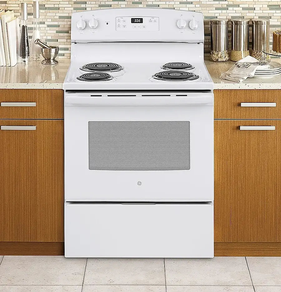 Pictures of GE® ENERGY STAR® 30" 4-Burner Free-Standing Electric Range in White JBS360DMWW - New in Box - Neu Appliance Outlet - Discount Appliance Outlet in Austin, Tx