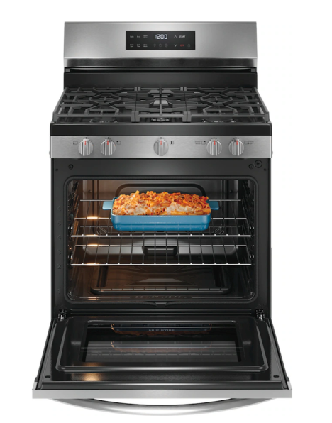 Pictures of Frigidaire 30 in 5 Burner Freestanding Gas Range in Stainless Steel with Quick Boil and Steam Clean FCRG3062AS - New in Box - Neu Appliance Outlet - Discount Appliance Outlet in Austin, Tx